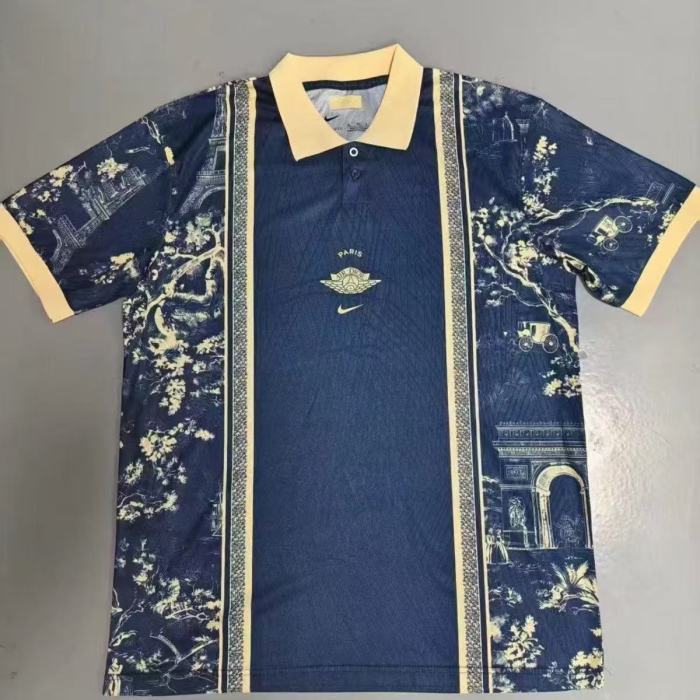 PSG x Air Dior Men Polo Shirt Toile de Jouy Paris Collaboration