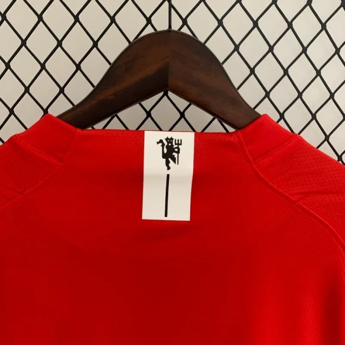 Long Sleeve Manchester United 2007-08 Home Retro Soccer Jersey - Fan Version