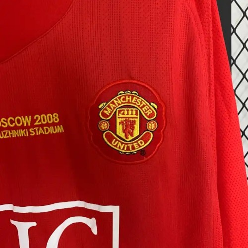 Long Sleeve Manchester United 2007-08 Home Retro Soccer Jersey - Fan Version