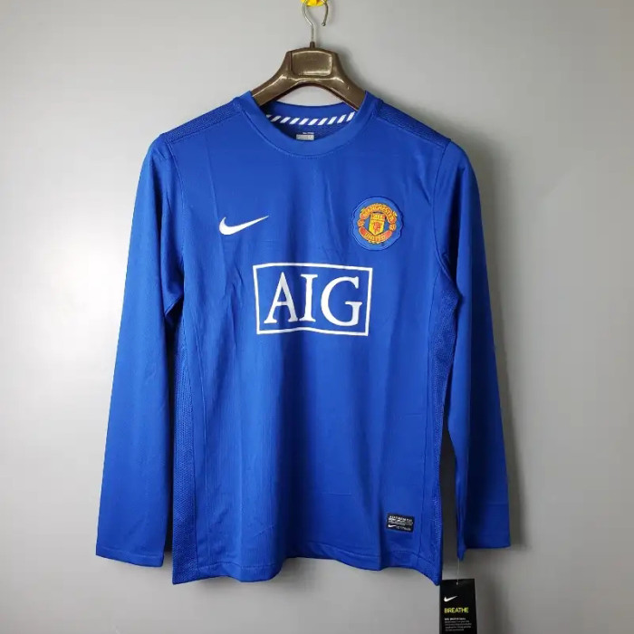 Long Sleeve Manchester United 2007-08 Away Retro Soccer Jersey - Fan Version