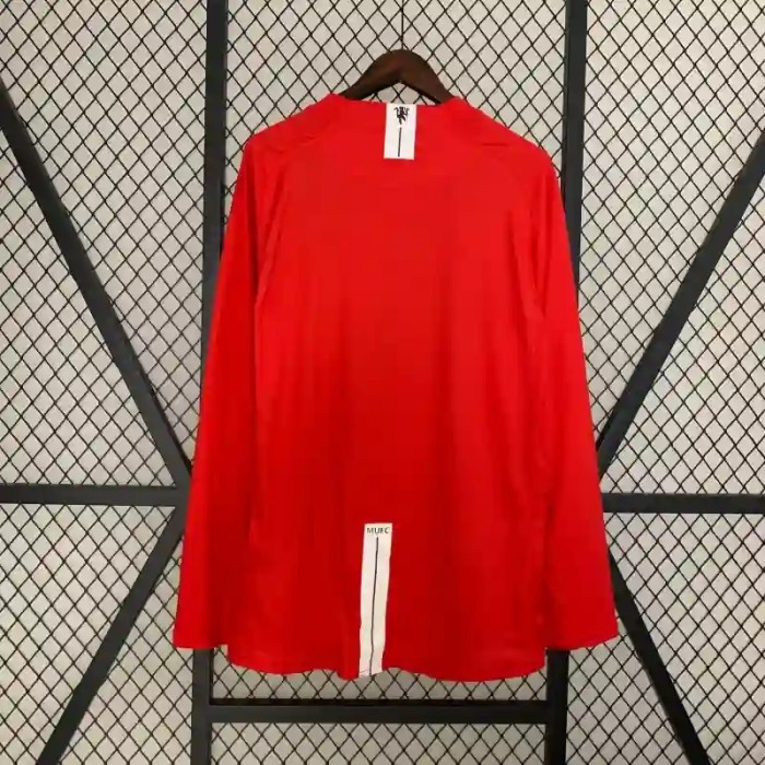 Long Sleeve Manchester United 2007-08 Home Retro Soccer Jersey - Fan Version