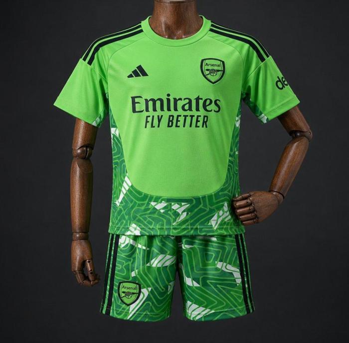 Arsenal 26/27 Green Goalkeeper Soccer Jerseys – Kids Kit