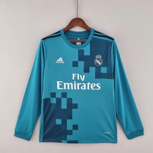 Long Sleeve Real Madrid 2017-18 Retro Third Soccer Jersey - Fan Version