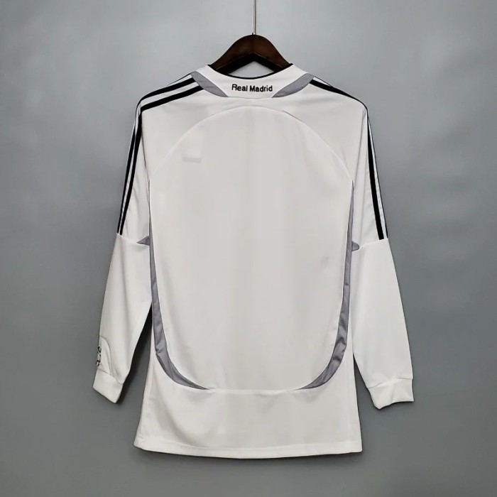 Long Sleeve Real Madrid 2006-07 Retro Home Soccer Jersey - Fan Version