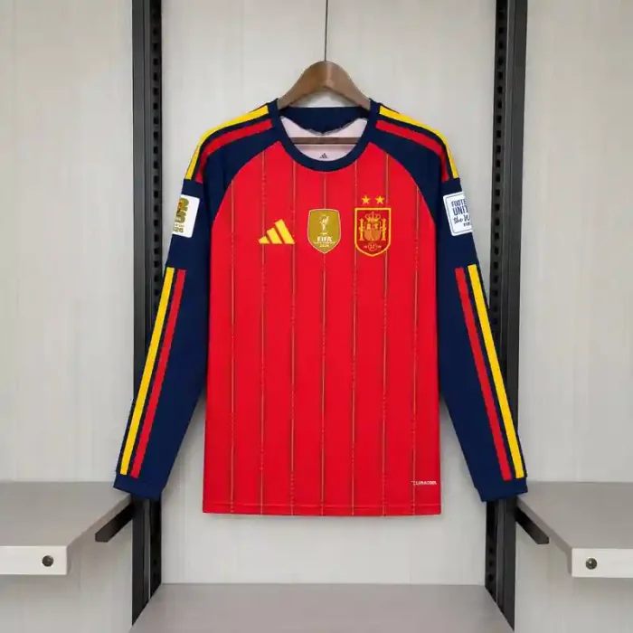 Long Sleeves Spain 2026 World Cup Home Jersey - Fan Version