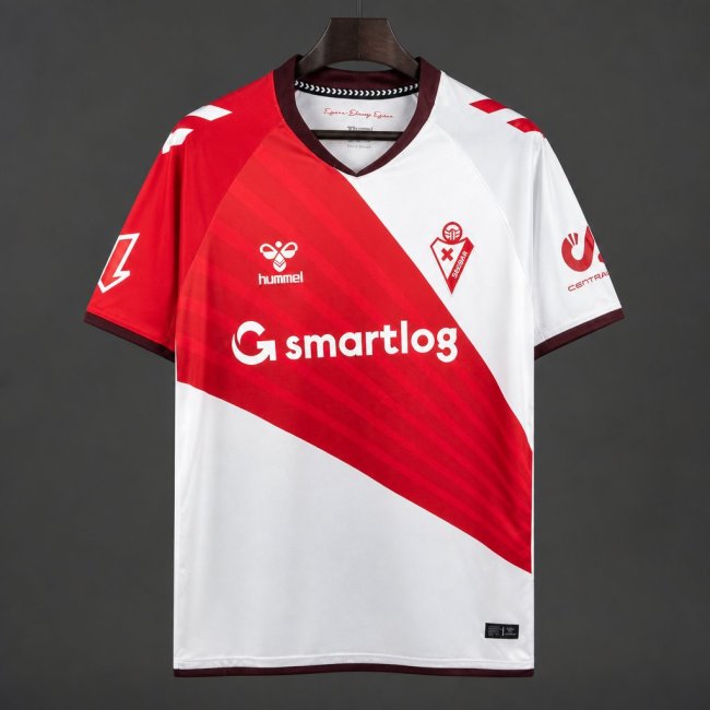 Eibar 26/27 Red & White Diagonal Split Home Soccer Jersey - Fan Version