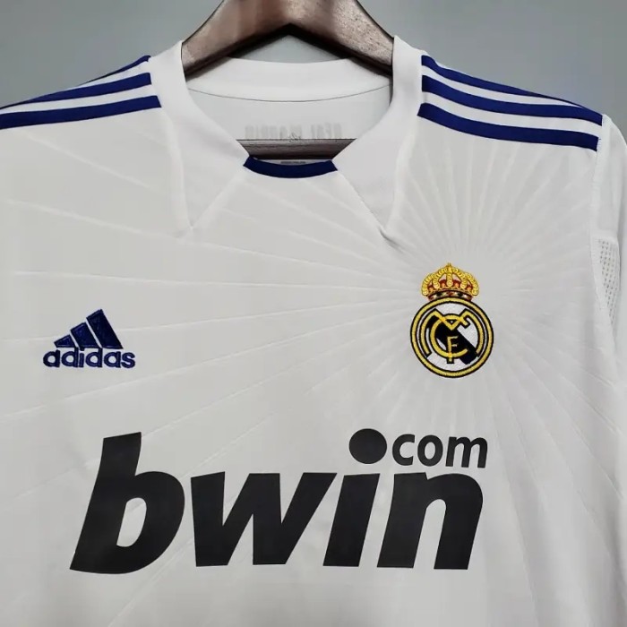 Long Sleeve Real Madrid 2010-11 Retro Home Soccer Jersey - Fan Version