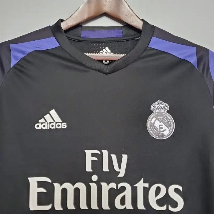 Long Sleeve Real Madrid 2016-17 Retro Third Soccer Jersey - Fan Version