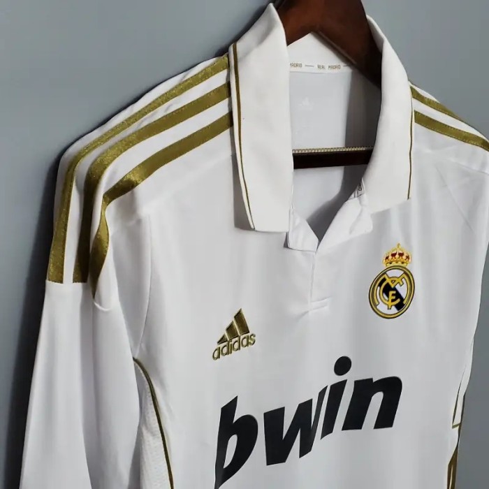 Long Sleeve Real Madrid 2011-12 Retro Home Soccer Jersey - Fan Version