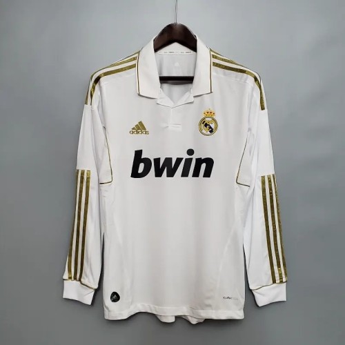 Long Sleeve Real Madrid 2011-12 Retro Home Soccer Jersey - Fan Version