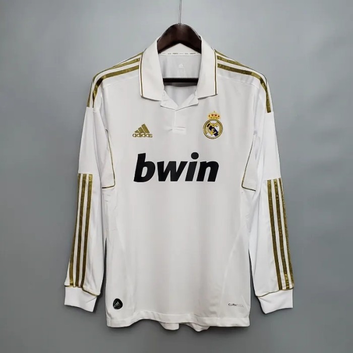 Long Sleeve Real Madrid 2011-12 Retro Home Soccer Jersey - Fan Version