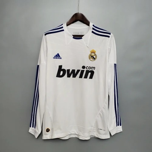 Long Sleeve Real Madrid 2010-11 Retro Home Soccer Jersey - Fan Version
