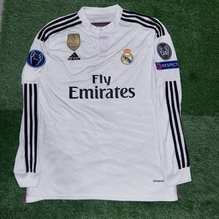Long Sleeve Real Madrid 2014-15 Retro Home Soccer Jersey - Fan Version