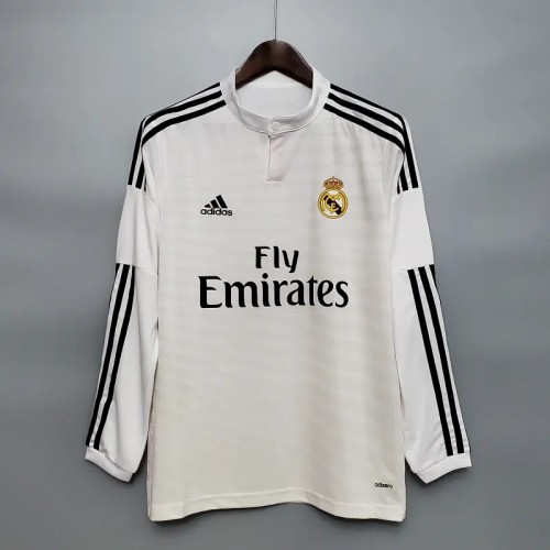 Long Sleeve Real Madrid 2014-15 Retro Home Soccer Jersey - Fan Version