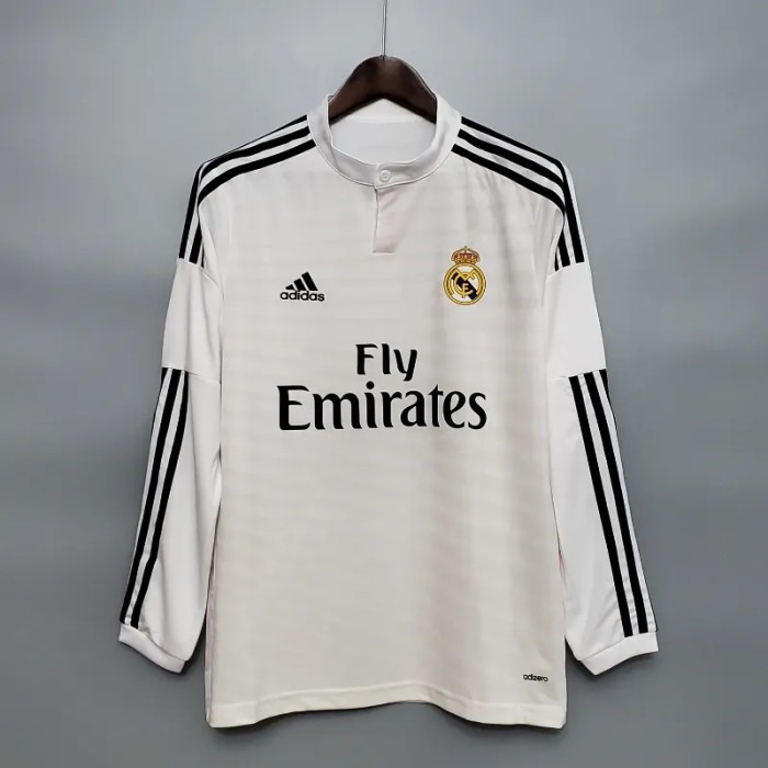 Long Sleeve Real Madrid 2014-15 Retro Home Soccer Jersey - Fan Version