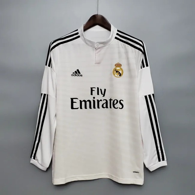 Long Sleeve Real Madrid 2014-15 Retro Home Soccer Jersey - Fan Version