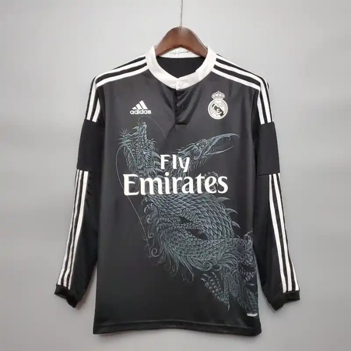 Long Sleeve Real Madrid 2014-15 Retro Third Soccer Jersey - Fan Version