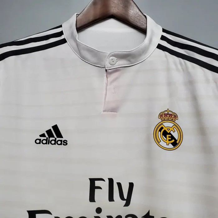 Long Sleeve Real Madrid 2014-15 Retro Home Soccer Jersey - Fan Version