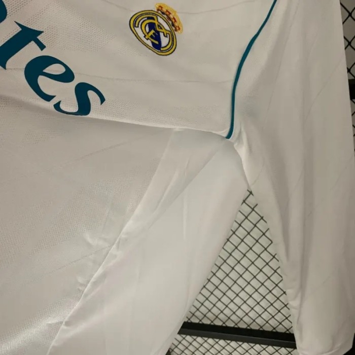 Long Sleeve Real Madrid 2017-18 Retro Home Soccer Jersey - Fan Version