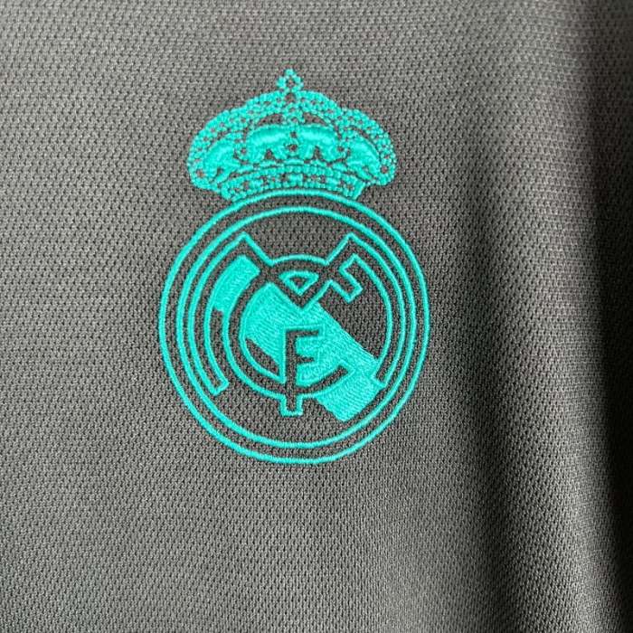 Long Sleeve Real Madrid 2017-18 Retro Away Soccer Jersey - Fan Version