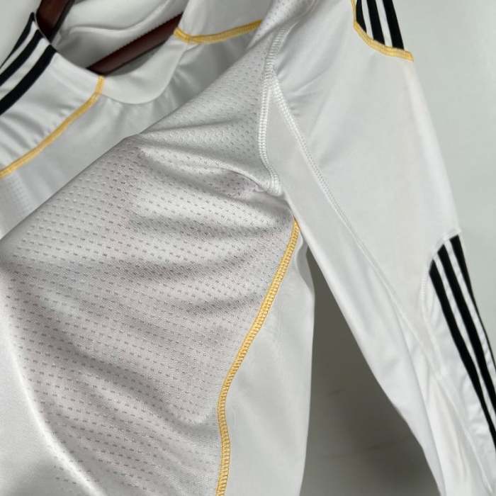 Long Sleeve Real Madrid 2009-10 Retro Home Soccer Jersey - Fan Version