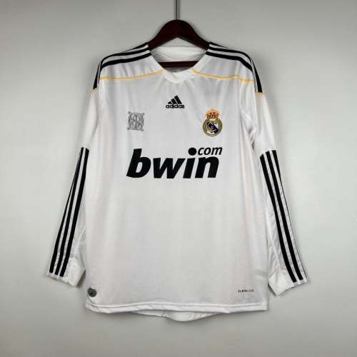 Long Sleeve Real Madrid 2009-10 Retro Home Soccer Jersey - Fan Version