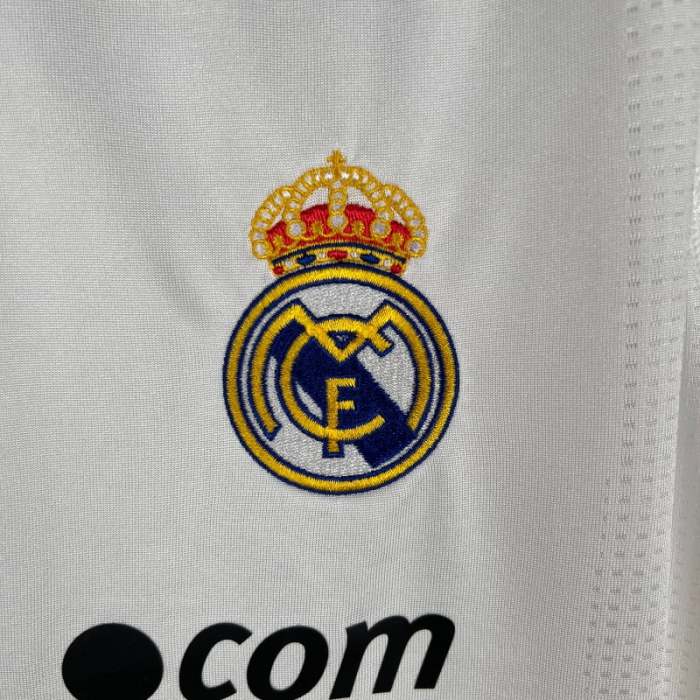 Long Sleeve Real Madrid 2009-10 Retro Home Soccer Jersey - Fan Version