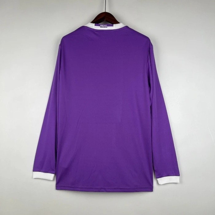 Long Sleeve Real Madrid 2016/17 Away Retro Soccer Jersey - Fan Version