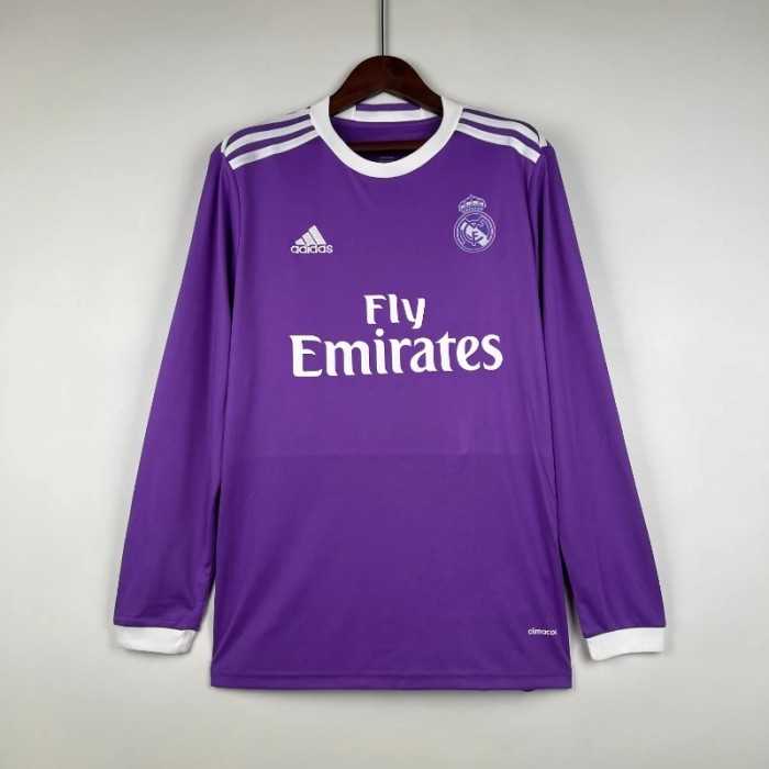 Long Sleeve Real Madrid 2016/17 Away Retro Soccer Jersey - Fan Version