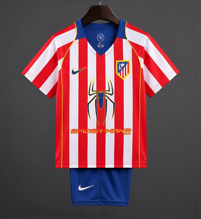 Atletico Madrid 2004-05 Retro Home Soccer Jersey – Kids Kit