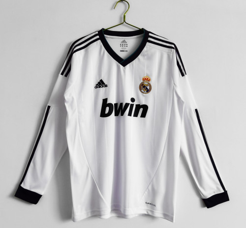 Long Sleeve Real Madrid 2012-13 Retro Home Soccer Jersey - Fan Version