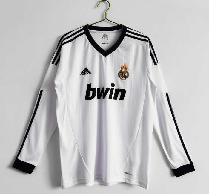 Long Sleeve Real Madrid 2012-13 Retro Home Soccer Jersey - Fan Version
