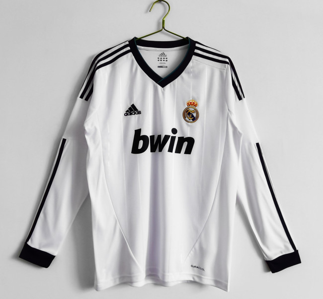 Long Sleeve Real Madrid 2012-13 Retro Home Soccer Jersey - Fan Version