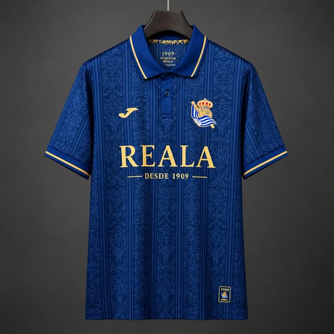 Real Sociedad 26/27 Collar Navy Soccer Jersey - Fan Version