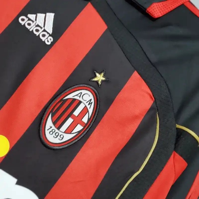 Long Sleeve AC Milan 2006-07 Home Retro Soccer Jersey - Fan Version