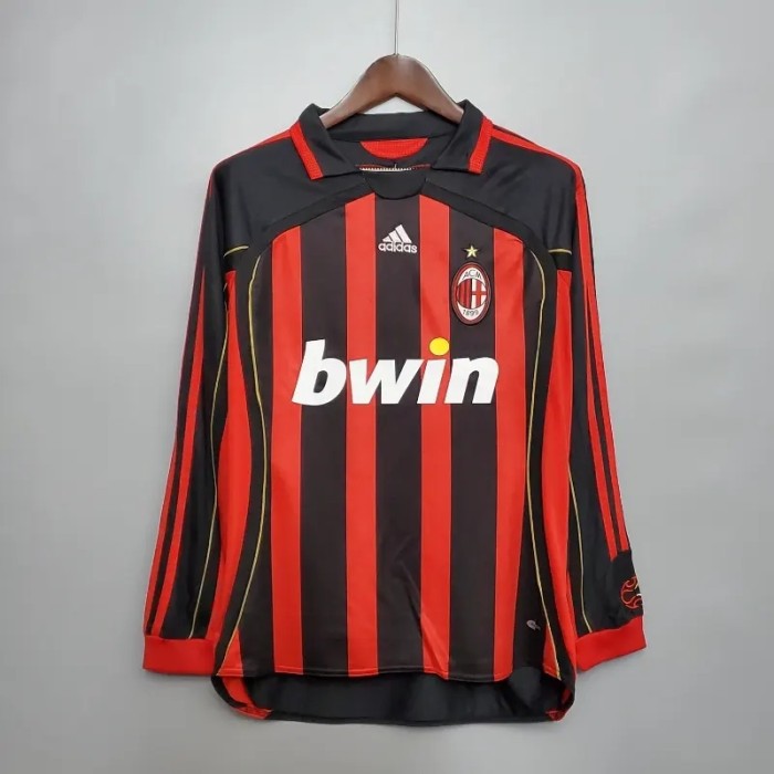 Long Sleeve AC Milan 2006-07 Home Retro Soccer Jersey - Fan Version