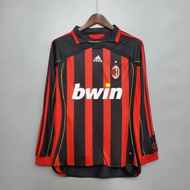 Long Sleeve AC Milan 2006-07 Home Retro Soccer Jersey - Fan Version
