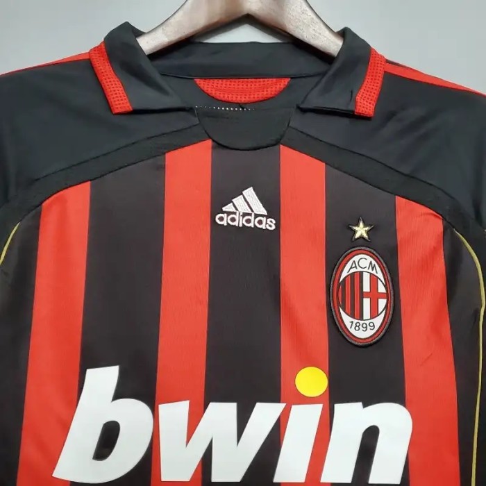 Long Sleeve AC Milan 2006-07 Home Retro Soccer Jersey - Fan Version