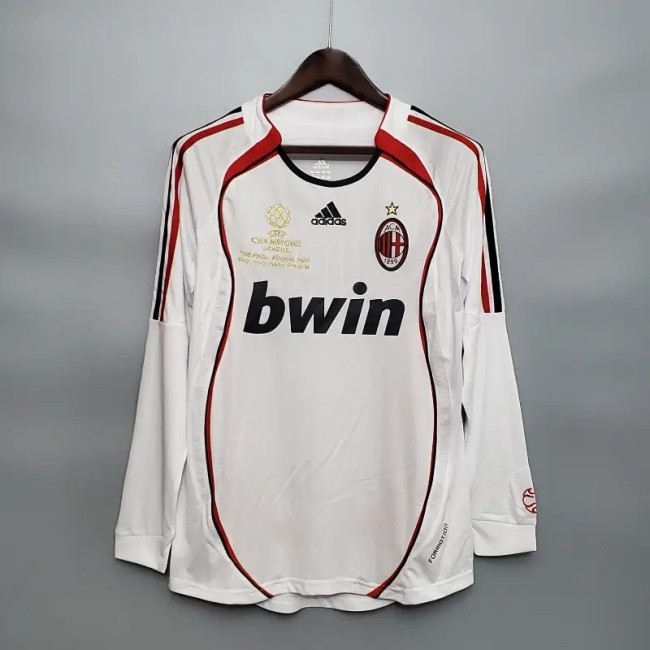 Long Sleeve AC Milan 2006-07 Away Retro Soccer Jersey - Fan Version
