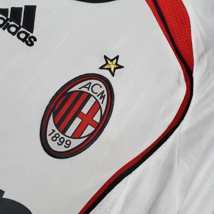 Long Sleeve AC Milan 2006-07 Away Retro Soccer Jersey - Fan Version