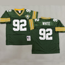 WHITE #92 Men's Green Bay Packers Retro NFL Jersey 包装工
