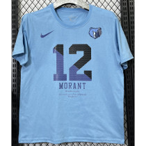 2025 Grizzlies MORANT #12 Lake blue High Quality Casual T-Shirt   T191