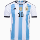 MESSI #10 Argentina 1:1 Quality Home 1:1 Fans Jersey (3 Stars And 3 Stars Font 3星字体) 2022/23  ★★