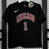 2025 BULLS ROSE #1 Black High Quality Casual T-Shirt T160