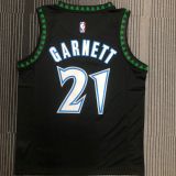 2018 Timberwolves GARNETT # 21 Black Retro NBA Jerseys Hot Pressed
