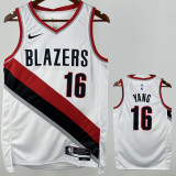 Trail Blazers YANG #16 White NBA Jersey