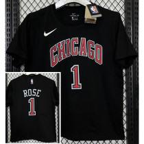 2025 BULLS ROSE #1 Black High Quality Casual T-Shirt T160