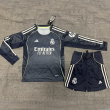 2025/26 RM Away Black Kids Long Sleeve Soccer Jersey  长袖童装