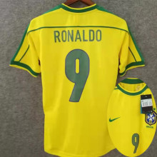 Ronaldo # 9 Brazil Home Retro Fans Soccer Jersey 1998 ★★