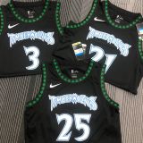 2018 Timberwolves ROSE # 25 Black Retro NBA Jerseys Hot Pressed